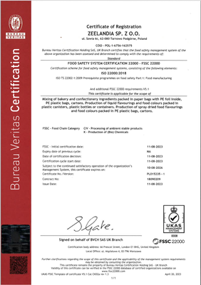 Certyfikat FSSC 22000 dla Zeelandia
