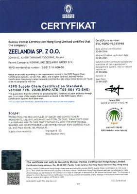 Certyfikat RSPO dla Zeelandia