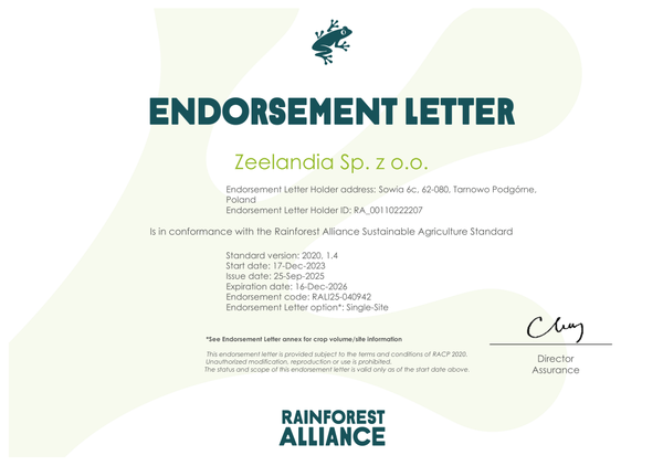 Certyfikat Rainforest Alliance 2025